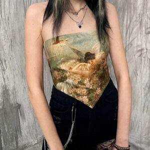 Corset back handkerchief top, 8/10, NWOT